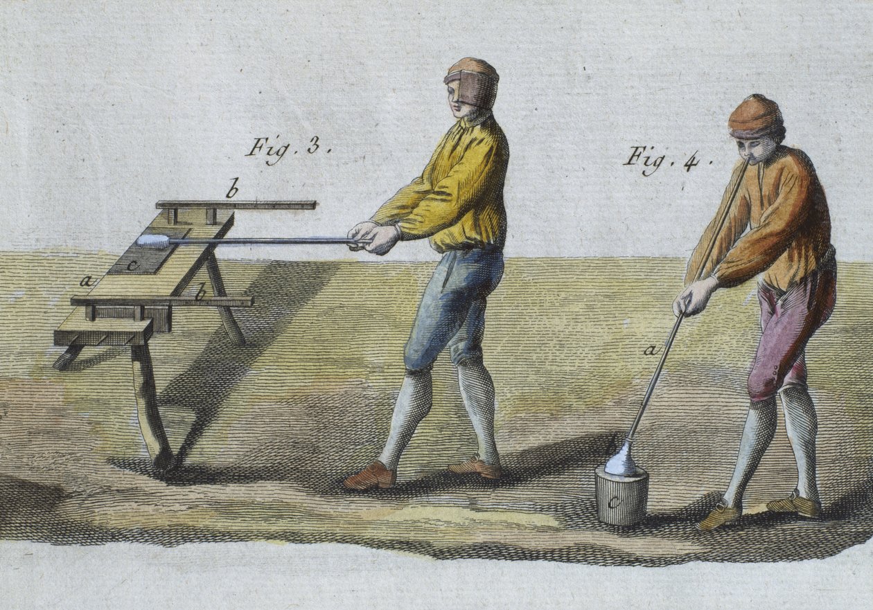 Soufflage de verre, détail, illustration de l