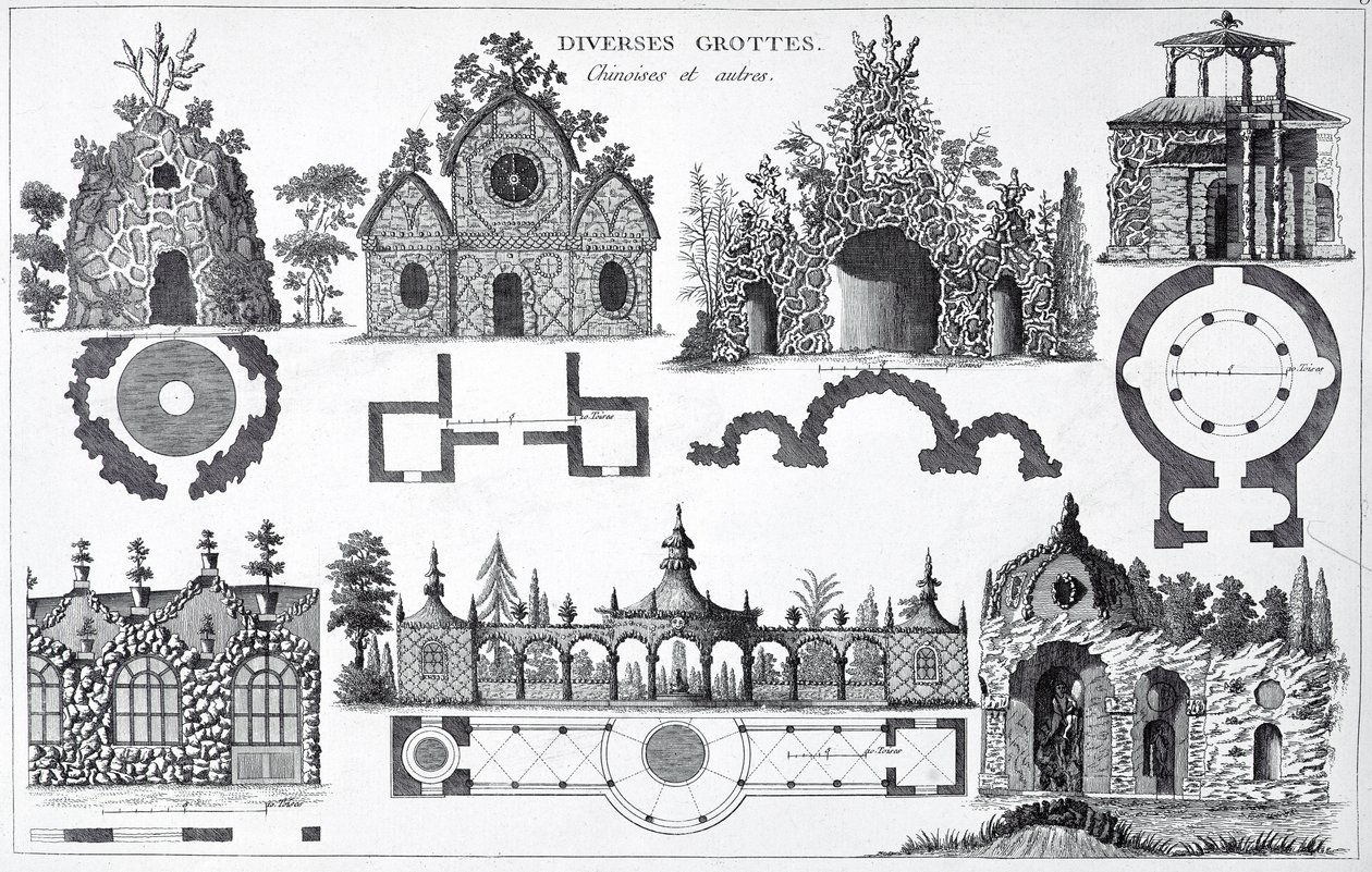 Conceptions de grottes de Jardins Anglo-Chinois par George Louis Le Rouge, publié 1775-78 - French School