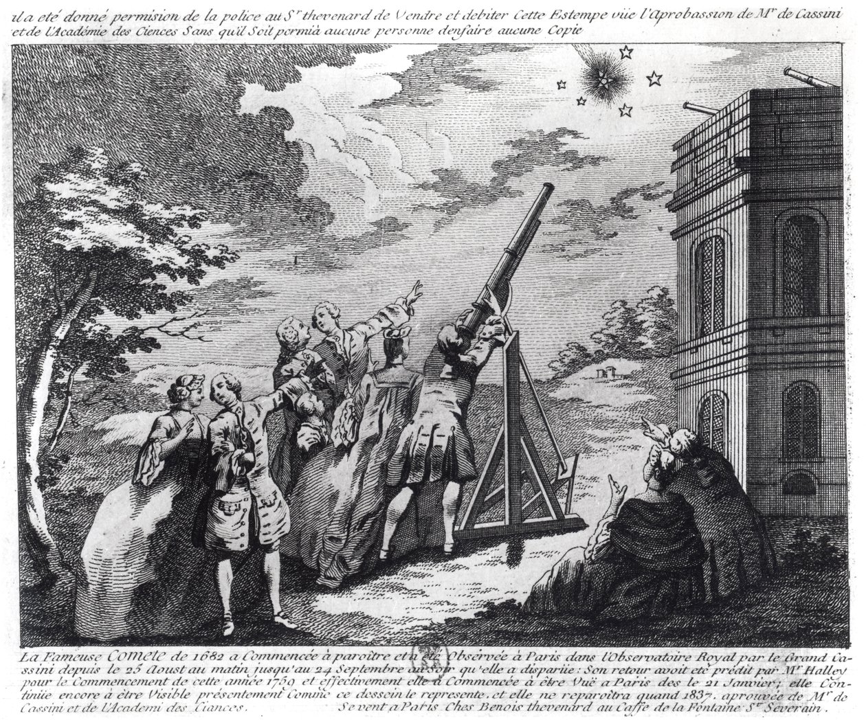 La comète de Halley observée en 1759 par Cassini III (1714-84) - French School