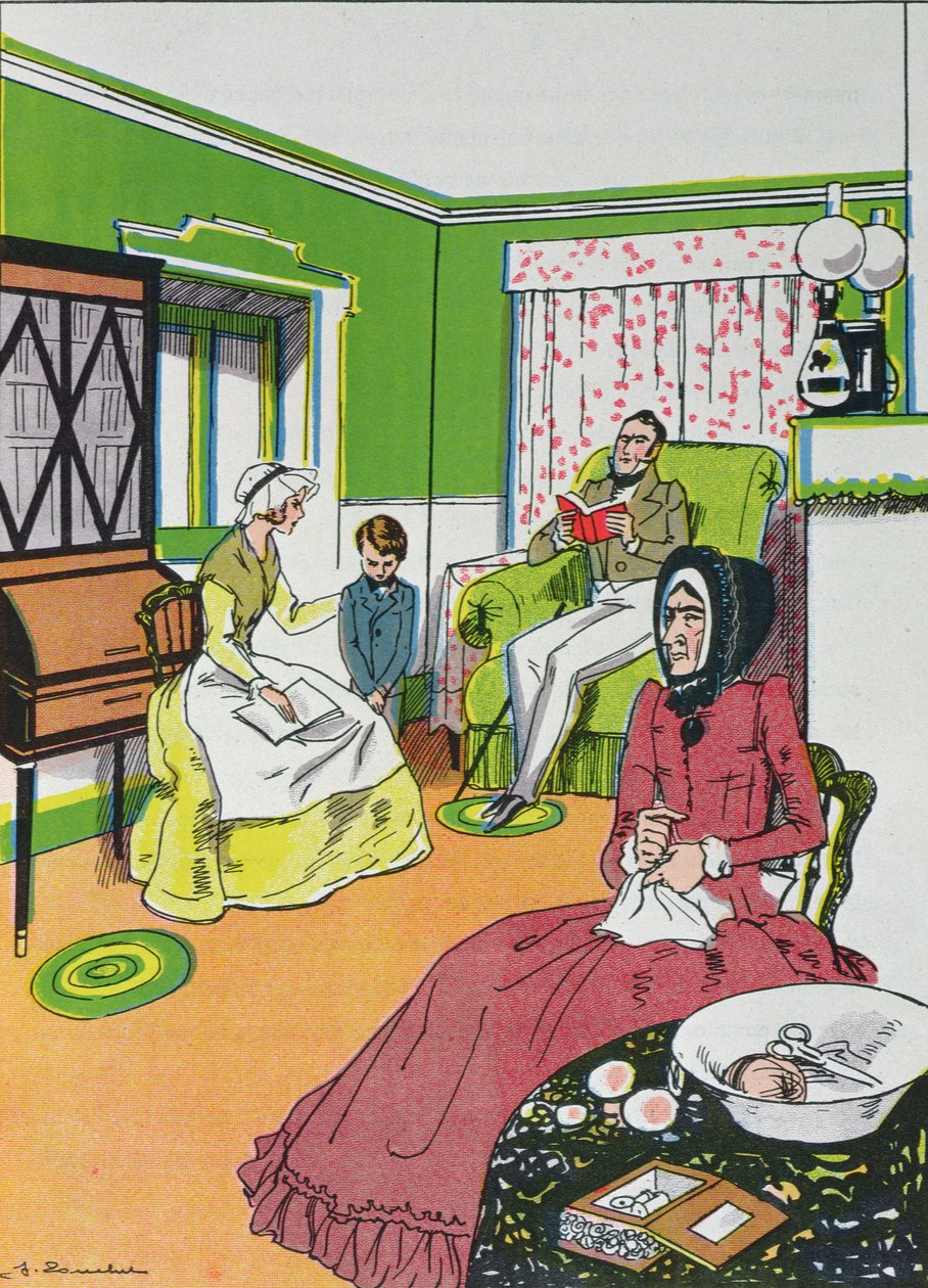 Il ne le sait pas. Terrible., interrompit Miss Murdstone, du Chapitre IV de David Copperfield par Charles Dickens (1812-70) - French School