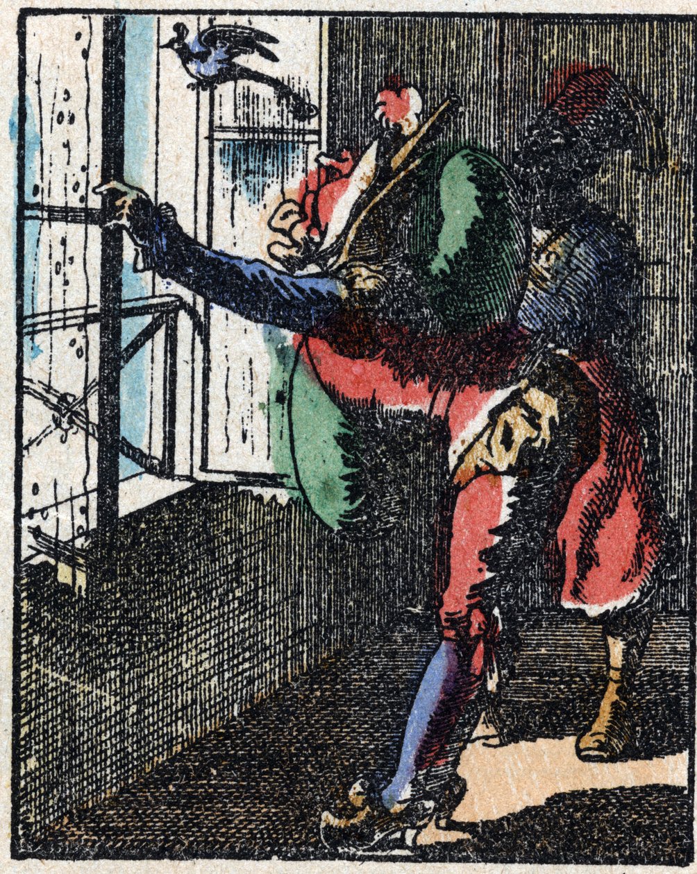 Histoire du Dr. Pulcinella (Polichinelle). Gravure sur bois de l