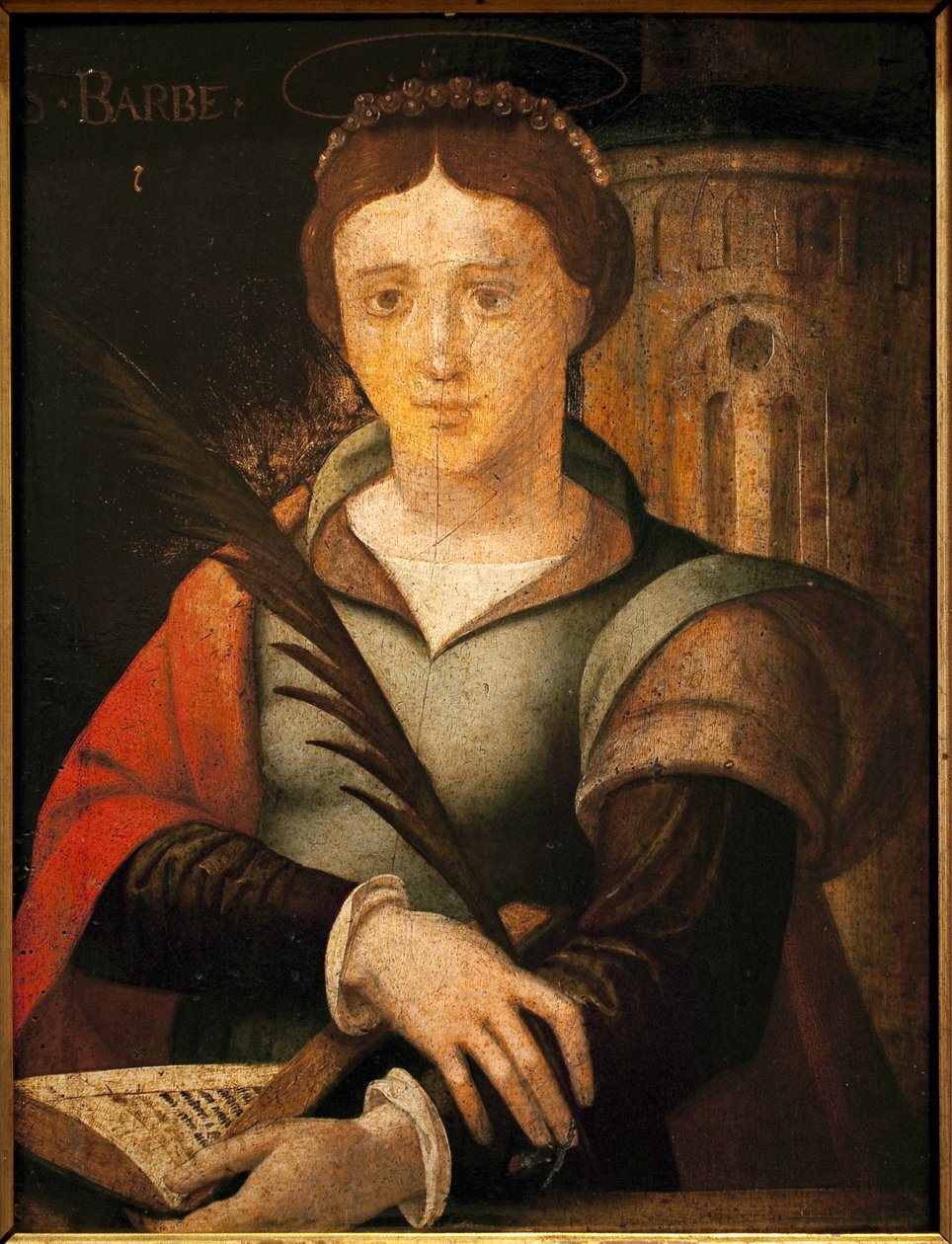 Sainte Barbe. Peinture anonyme, huile sur bois - French School