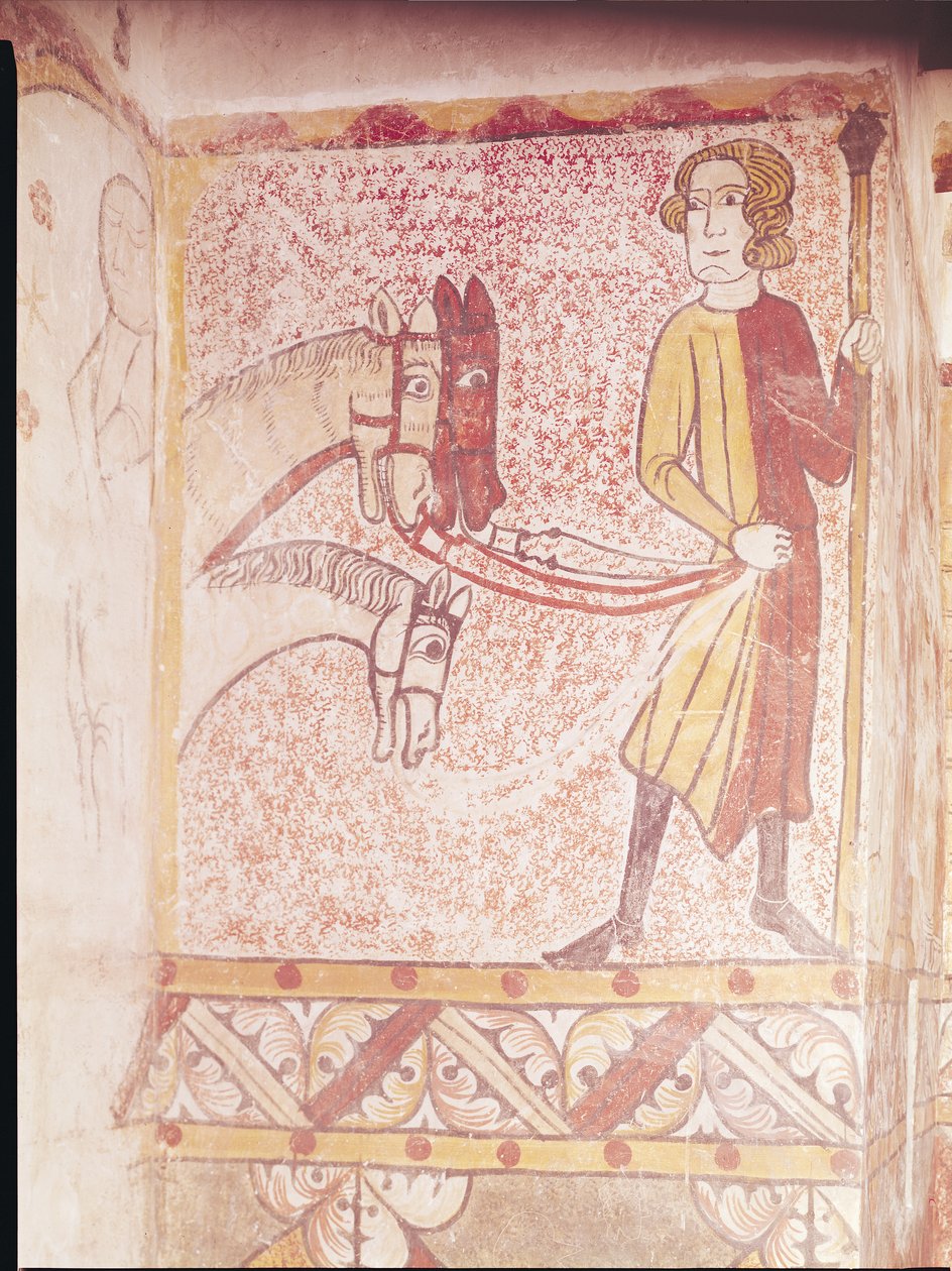 Cavalier tenant les rênes de trois chevaux, du Mur Nord, vers 1265 - French School