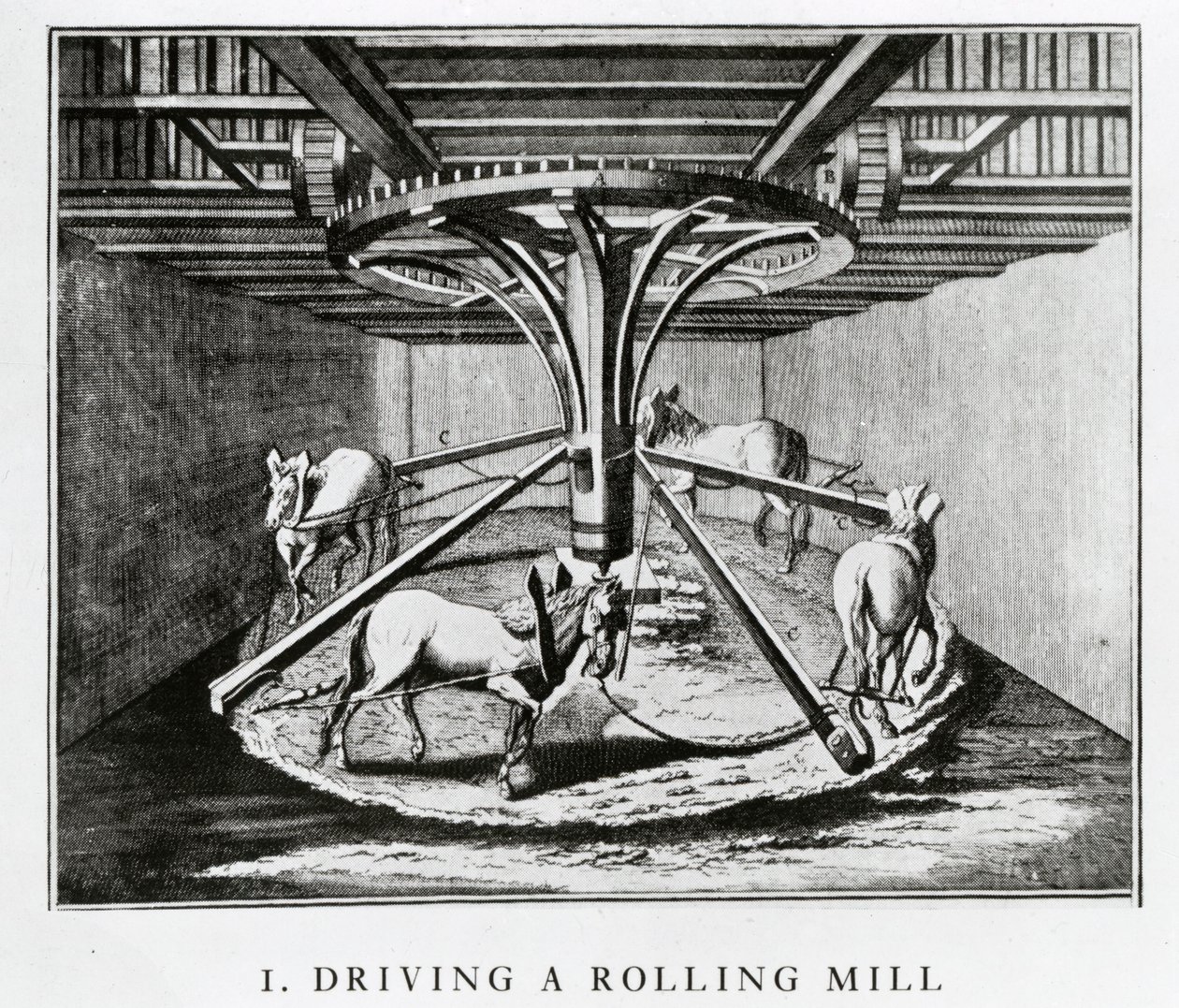 Chevaux conduisant un laminoir, de l