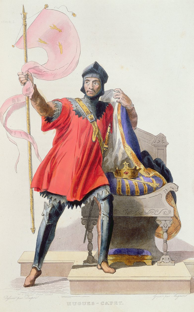 Hugues I Capet (941-996), Roi de France, de Le Plutarque Français par E. Mennechet, 1835 (gravure en couleur) - French School