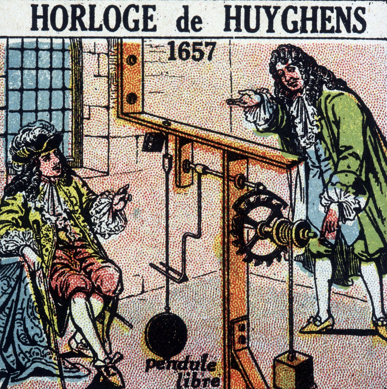 Horloge de Huyghens 1657 (pendule libre) - gravure, début 20ème siècle - French School