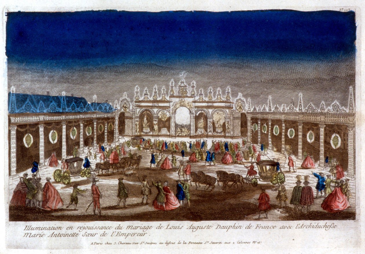 Illumination en célébration du mariage de Louis Auguste, dauphin de France (Louis XVI), avec l