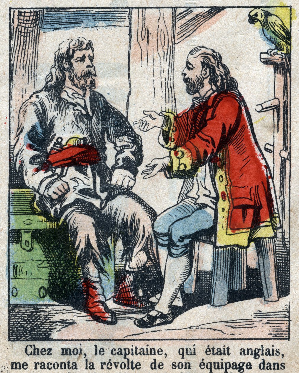 Illustration pour le livre de Daniel Defoe "Robinson Crusoé". Imagerie d