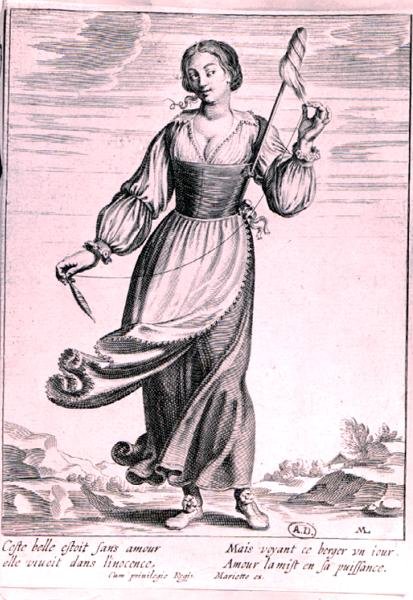 Illustration représentant une bergère - French School