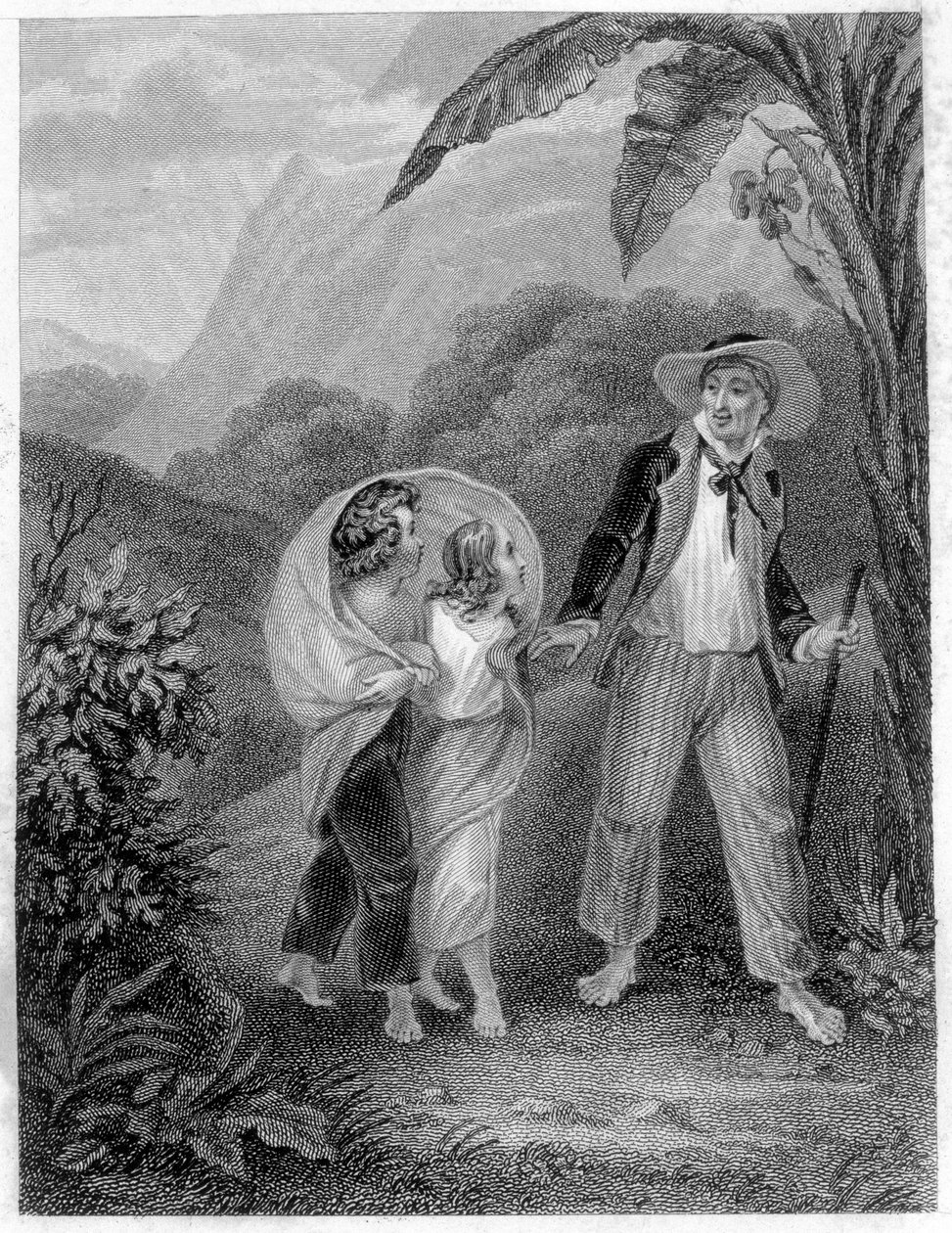 Illustration de "Paul et Virginie". Roman par Henri Bernardin de Saint Pierre, écrivain français (1737-1814). - French School