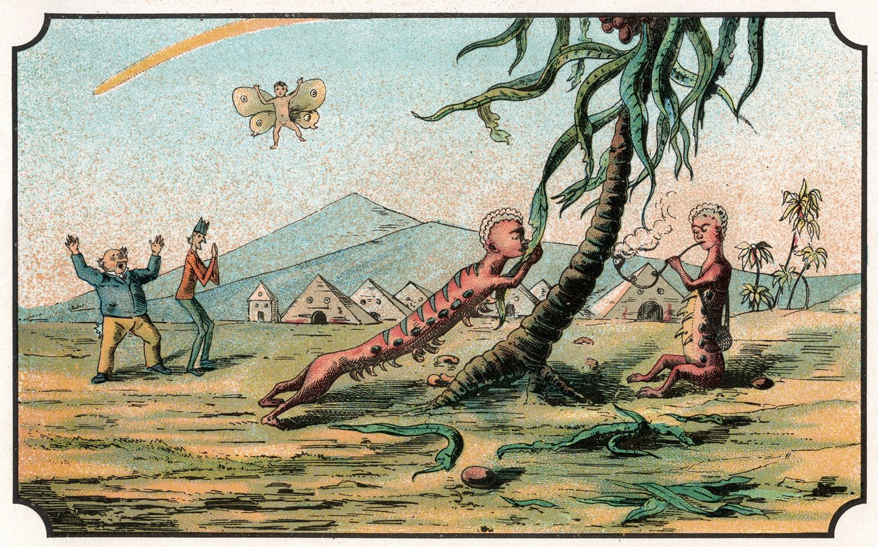 Illustration du livre "Voyage dans la lune avant 1900" par A. de Ville-d