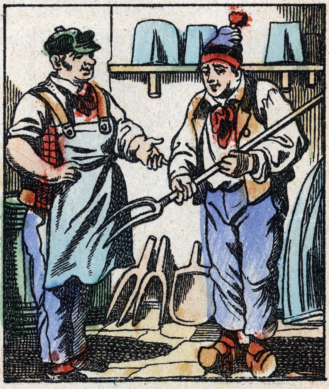 Illustration du conte « La Fourche du Diable ». Gravure sur bois de l