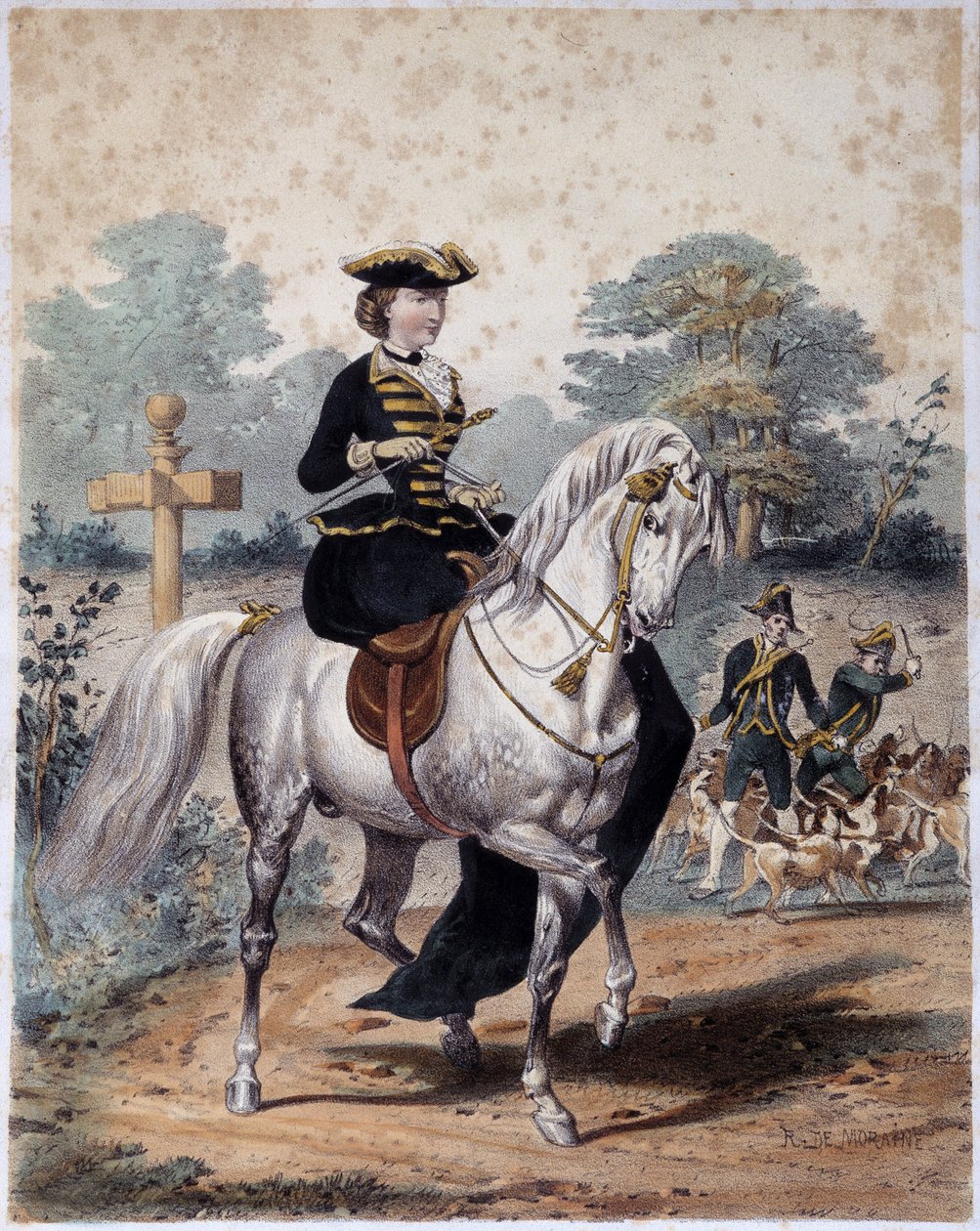 Impératrice Eugénie en tenue de chasse. Gravure anonyme, vers 1860 - French School