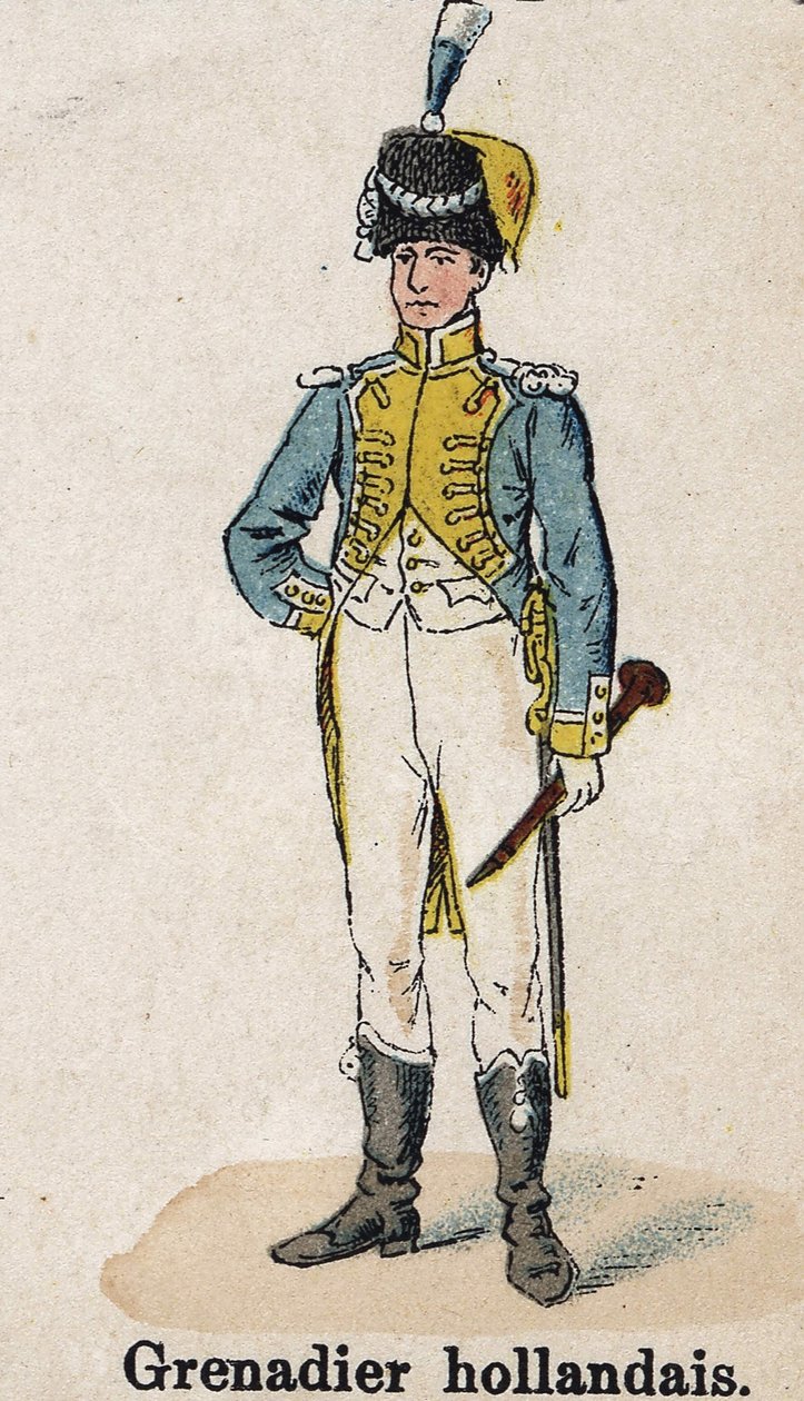 Garde impériale Napoléon Ier : Grenadier hollandais - Musicien. Planche du livre Les Uniformes de l