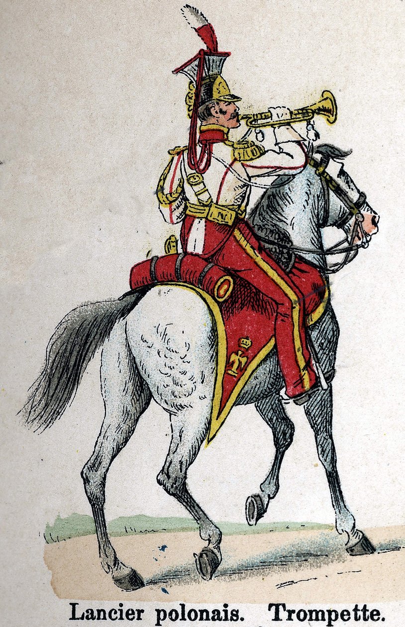 Garde Impériale Napoléon Ier : Lancier polonais - Trompette. Planche du livre Les Uniformes de l