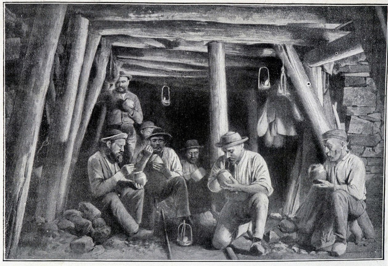 Dans la mine : le « briquetier », déjeuner des mineurs, fin 19e siècle - French School