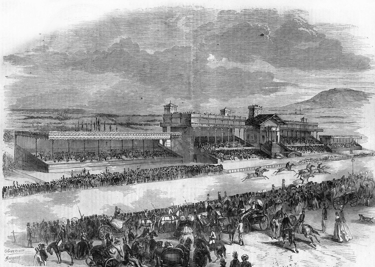 Inauguration des courses de chevaux au Bois de Boulogne en 1857 - French School