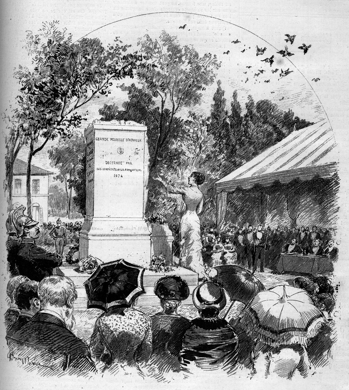 Inauguration du monument dédié au peintre Jean Baptiste Camille Corot (1796-1875) à Ville-d