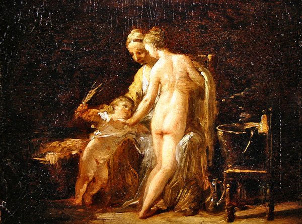 Intérieur avec une dame à son bain, vers 1800 - French School