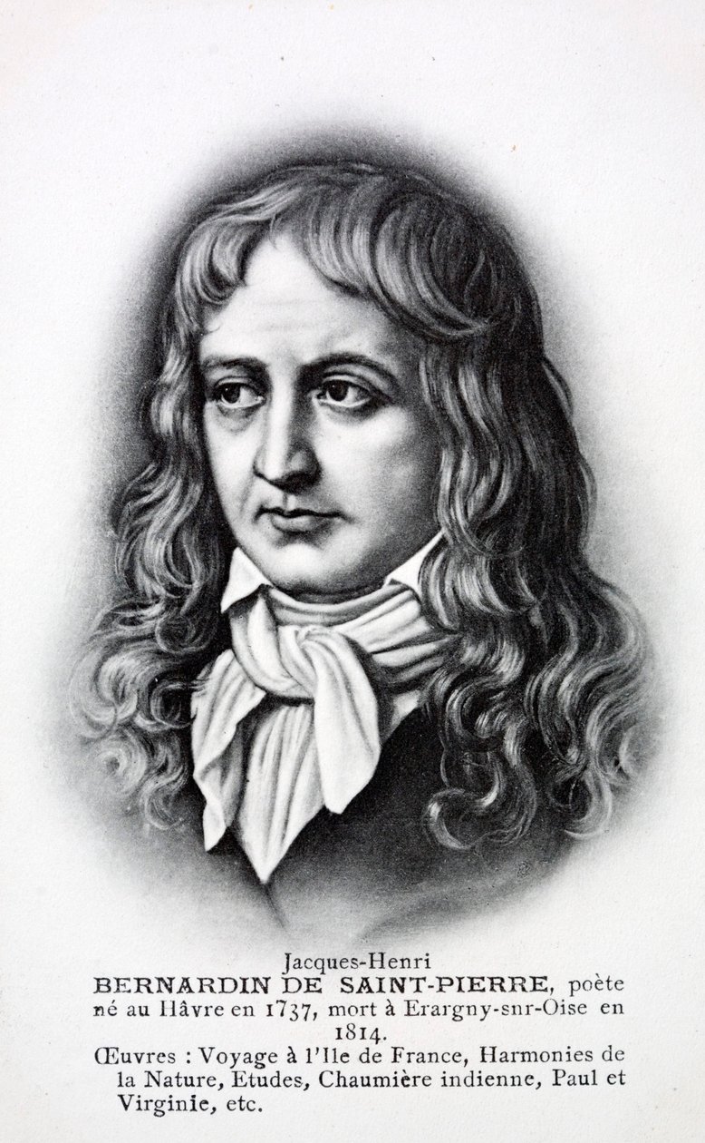 Jacques-Henri Bernardin de Saint-Pierre, French author (litho) - French School