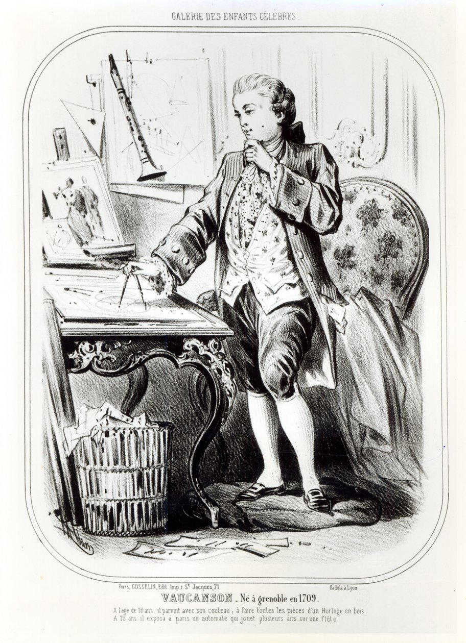 Jacques de Vaucanson enfant, illustration de la Galerie des Enfants Célèbres, vers 1850 - French School