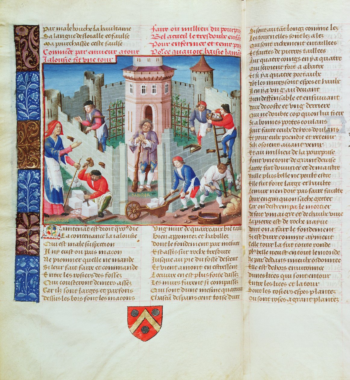 La Jalousie érige une forteresse, du Roman de la Rose - French School