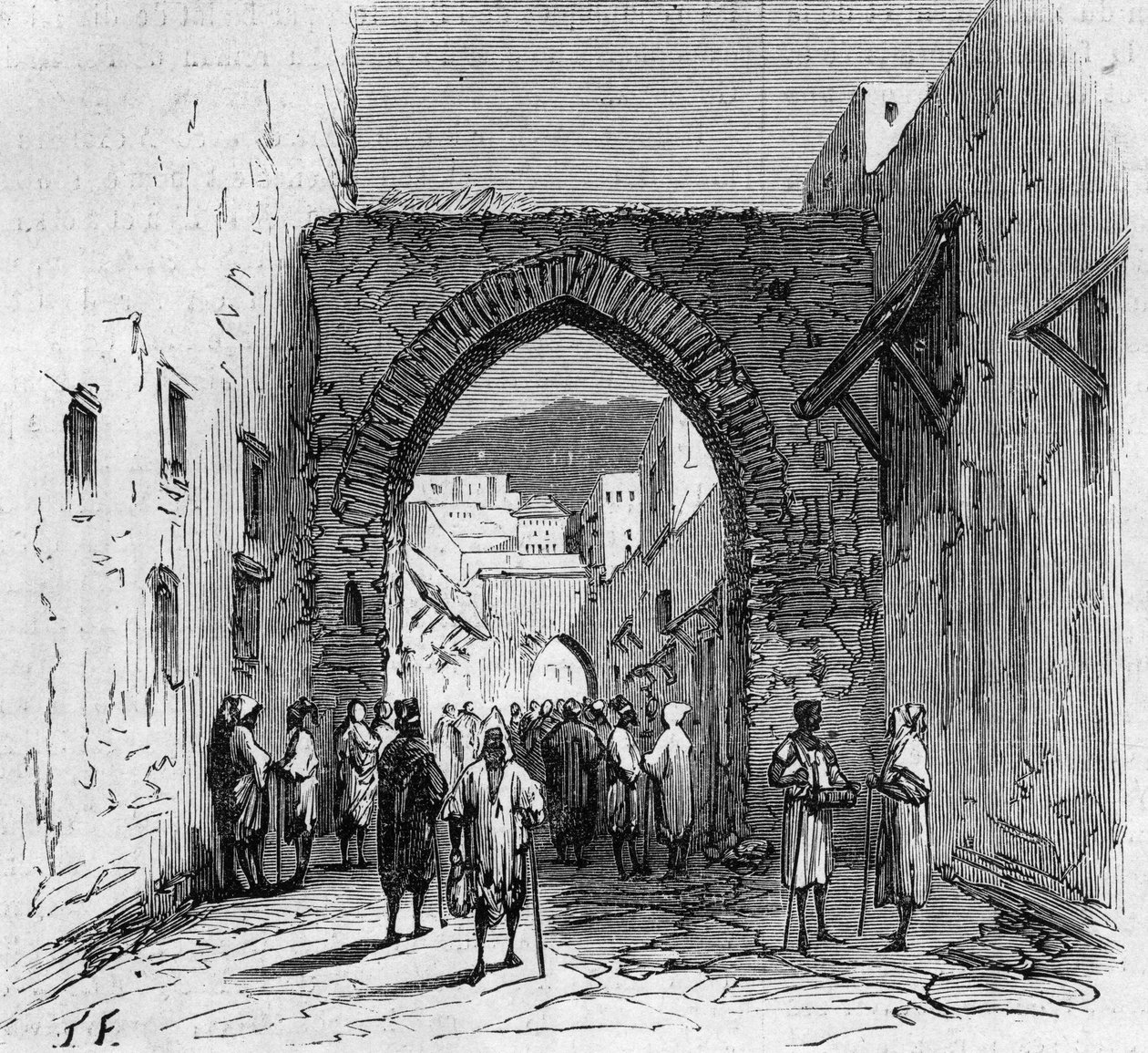 Population juive de Tétouan au Maroc : vue de la porte du quartier juif - French School