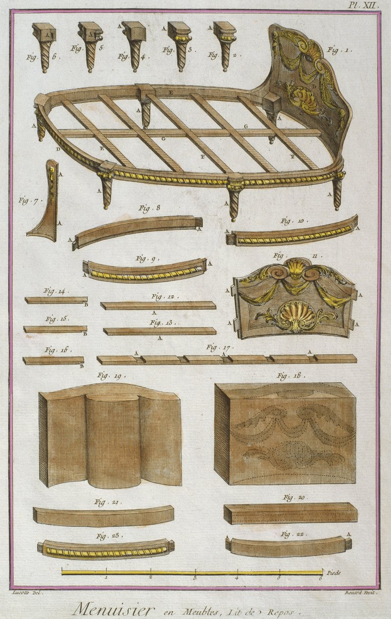 Menuisier, un canapé, illustration de l