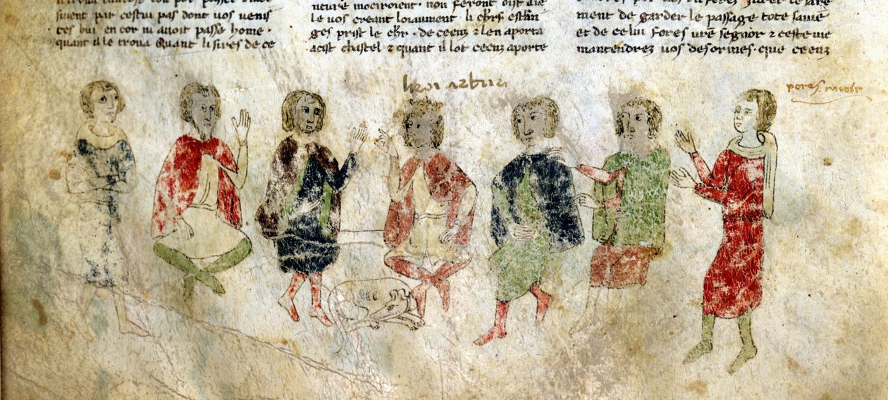 Le roi Arthur et les chevaliers. Manuscrit français du XIIIe siècle. Bibliothèque Marciana, Venise. - French School