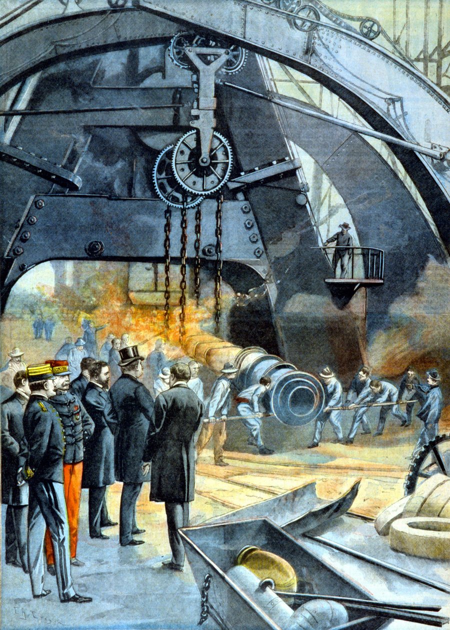 Roi Carlos I (Charles I du Portugal) aux Ateliers du Creusot dans "Le Petit Parisien" du 26/02/1899 - French School