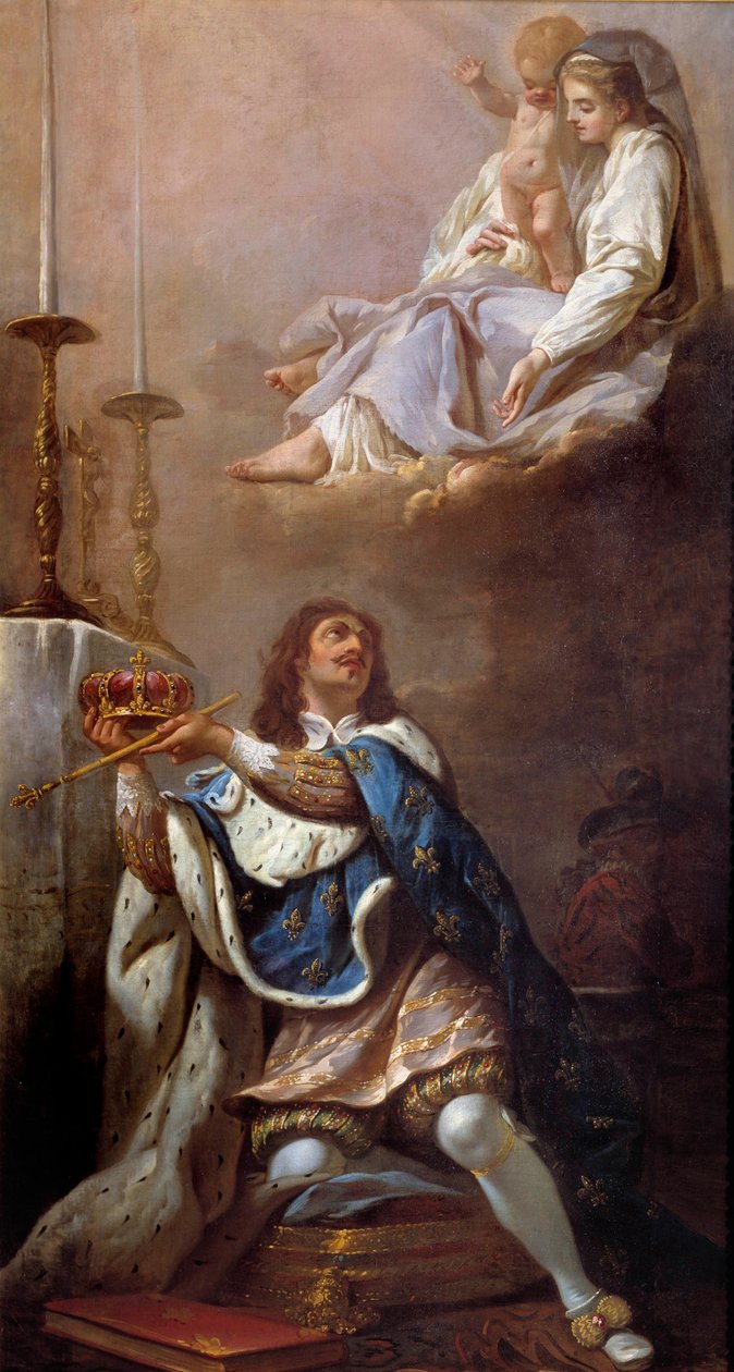 Le roi Louis XIII offrant sa couronne à la Vierge - French School