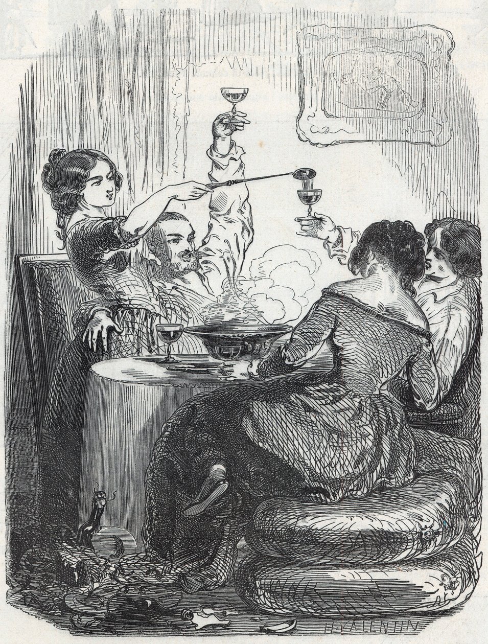 Le restaurant La Maison Dorée situé au 20, boulevard des Italiens dans le 9e arrondissement de Paris - Gravure dans « Tableau de Paris » par Edmond Texier 1852 - French School