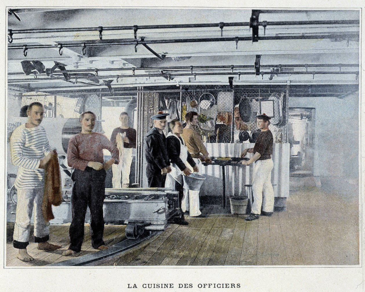 La cuisine des officiers - dans « Album militaire - Marine : La vie à bord » - French School