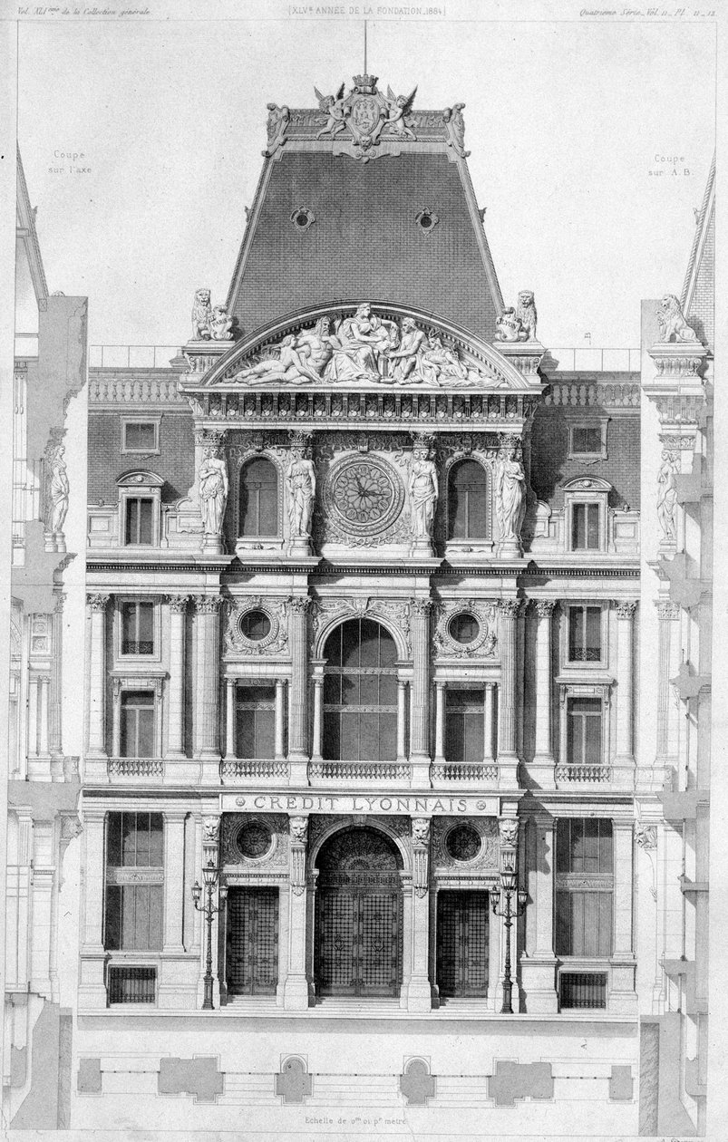 La façade du Crédit Lyonnais, bd des Italiens - French School