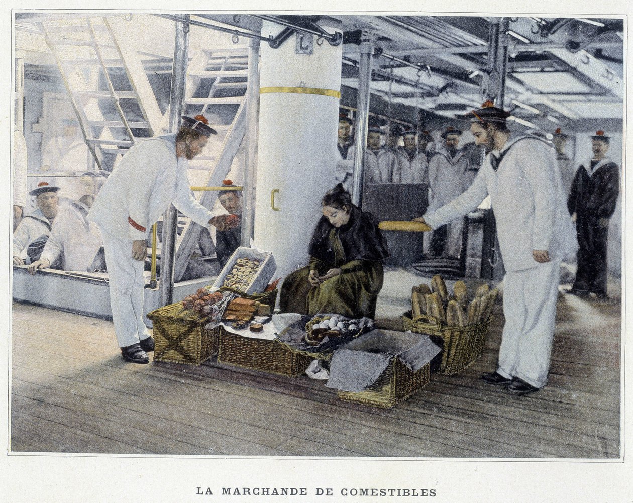 Le marchand de comestibles - dans Album militaire - Marine : La vie à bord - French School