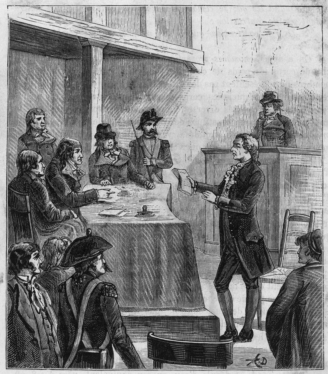Procès de Lavoisier - Antoine Laurent de Lavoisier (1743-1794), chimiste français devant le tribunal révolutionnaire - Gravure dans "Sciences à la portée de tous - Physique et chimie populaires" par Alexis Clerc - Fin XIXe siècle - Collection privée - French School