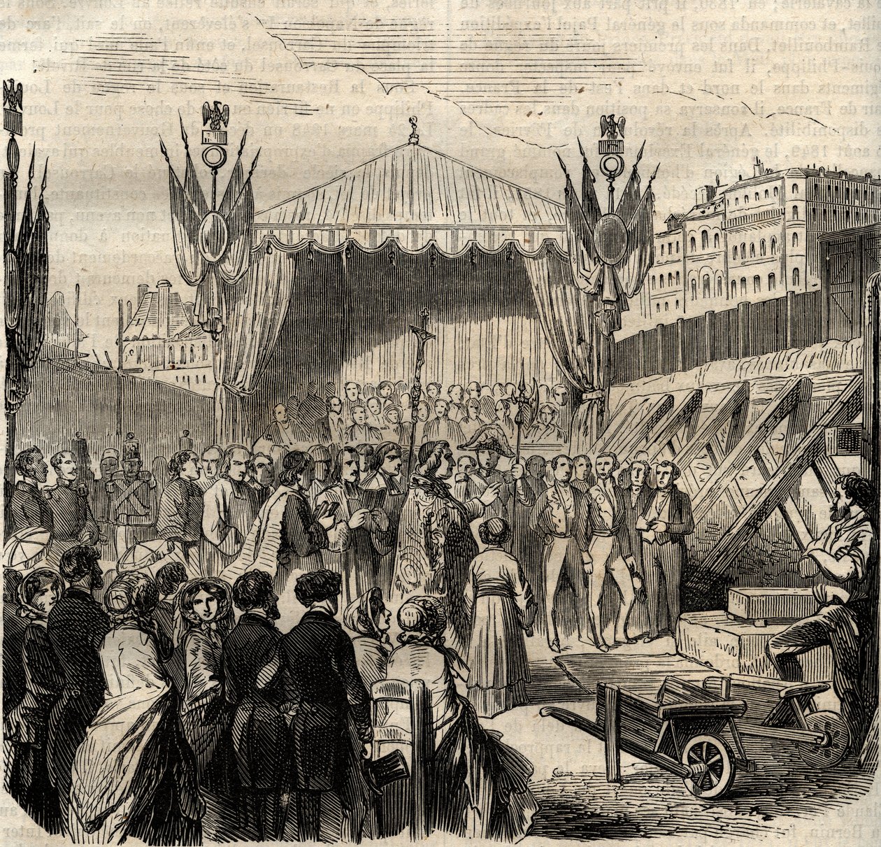 Pose de la première pierre du nouveau Louvre le 25 juillet - French School