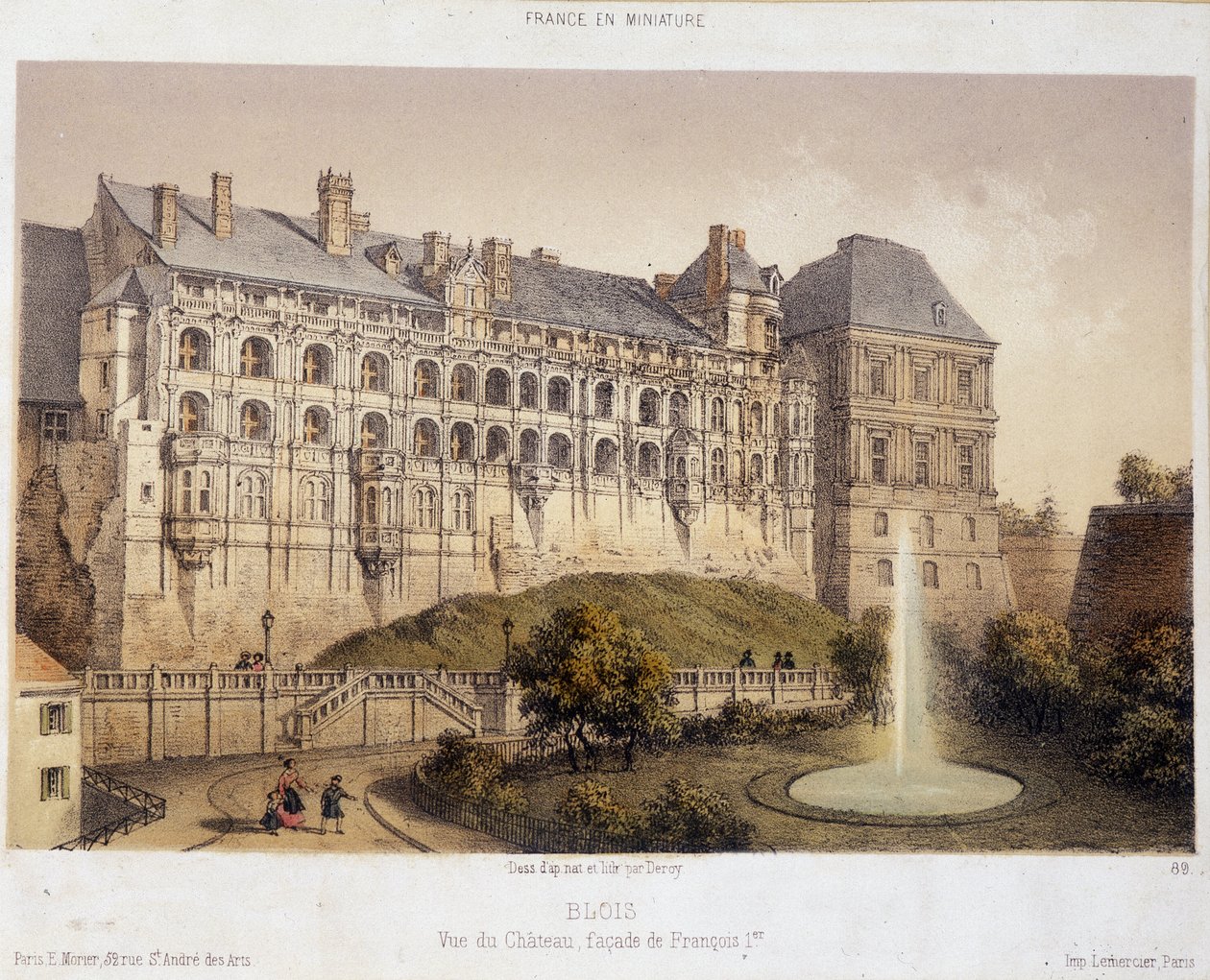 Le château de Blois - lithographie - French School