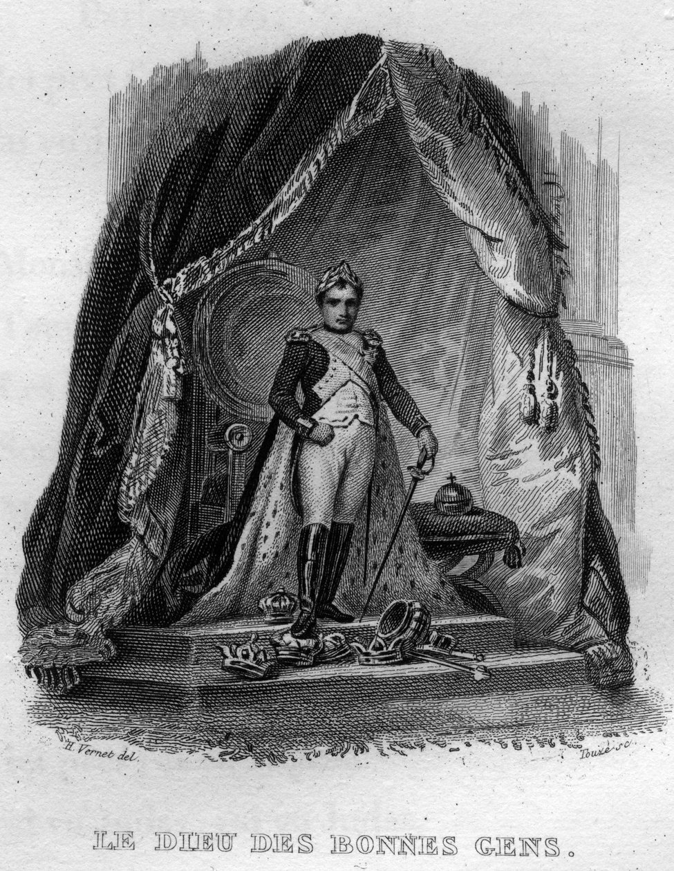 Le dieu des bonnes gens Chanson de Béranger dans « Oeuvres complètes » (1834) par Pierre Jean de Béranger (1780-1857), poète et chansonnier français. - French School