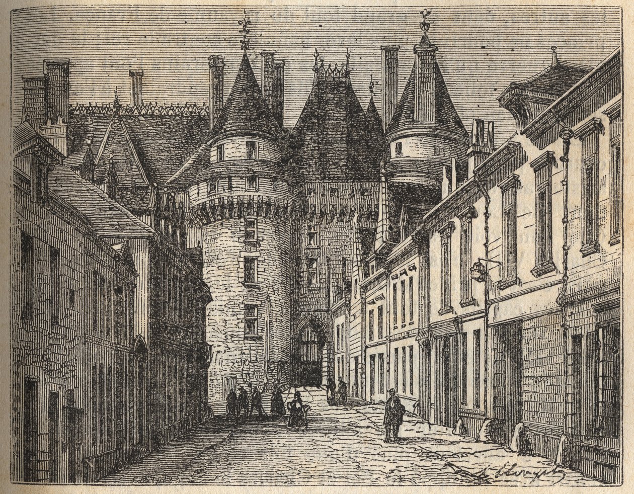 Les châteaux de la Loire : le château de Langeais (Indre-et-Loire) - gravure dans « Histoire de France » par Victor Duruy (1811-1894) - 1882 - French School