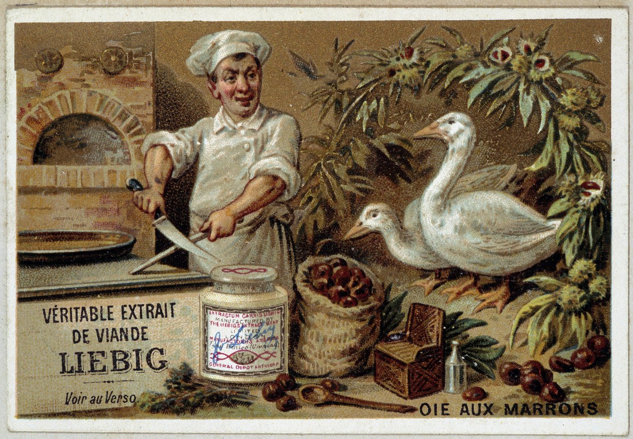 Recettes Liébig : oie aux marrons - chromo. Liébig - French School