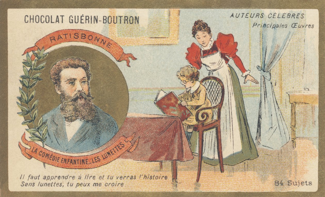 Louis Gustave Fortuné Regensbonne (1827-1900), homme de lettres français, auteur de « La comédie enfantine — Les lunettes » (1861) - French School