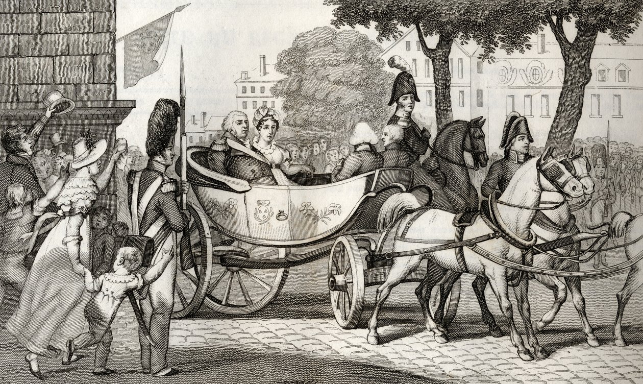 Louis XVIII entrant à Paris lors de la Restauration de 1814, de 