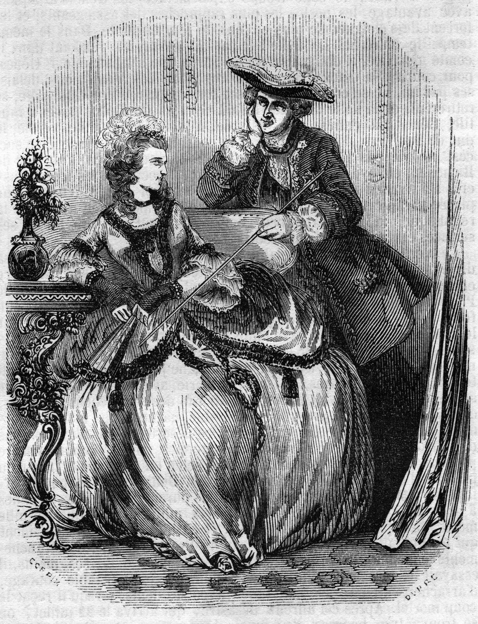 Louis XV et Madame de Pompadour, Jeanne Antoinette Poisson (1721-1764) (Marquise de Pompadour) - dans «Histoire de France» par L.-P. Anquetil - French School