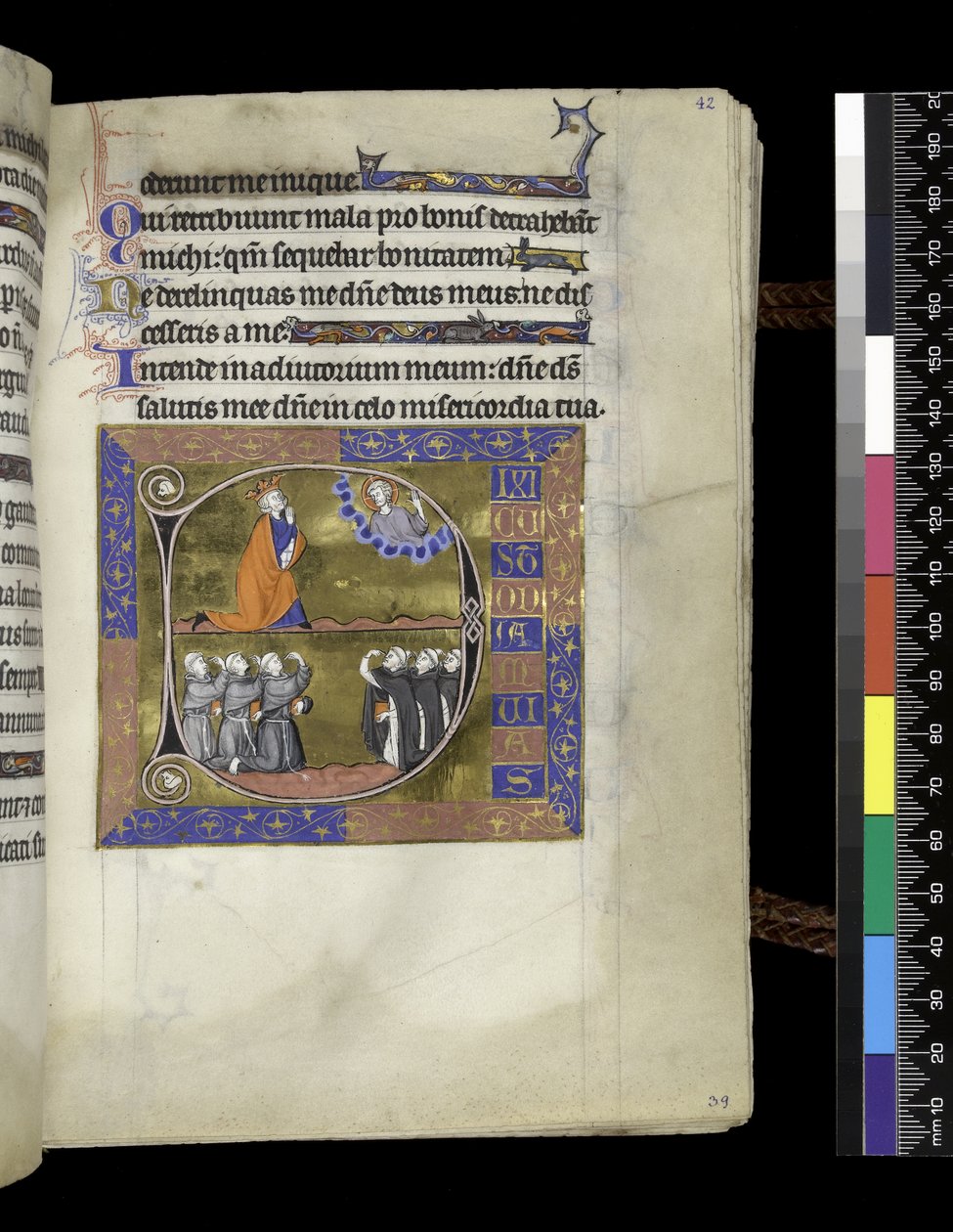 MS 300 f.42r, David prie Dieu dans un nuage, du Psautier et Heures d