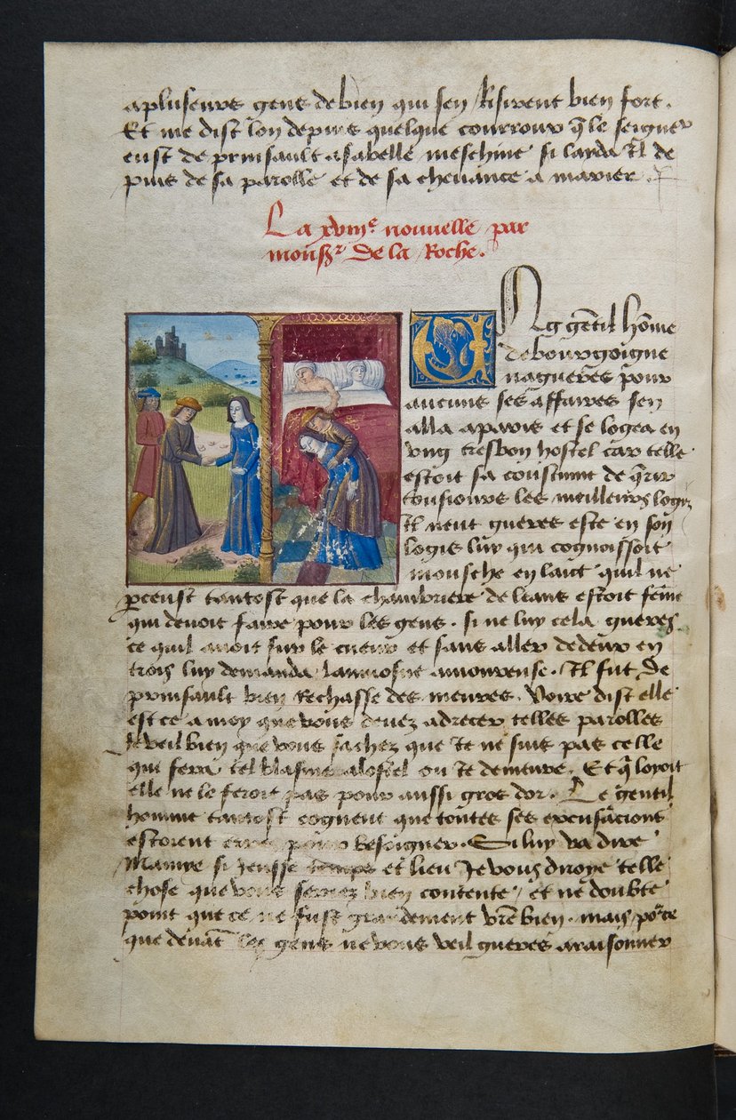 MS Hunter 252 038v Page de Cent Nouvelles Nouvelles, vers 1461-62 - French School