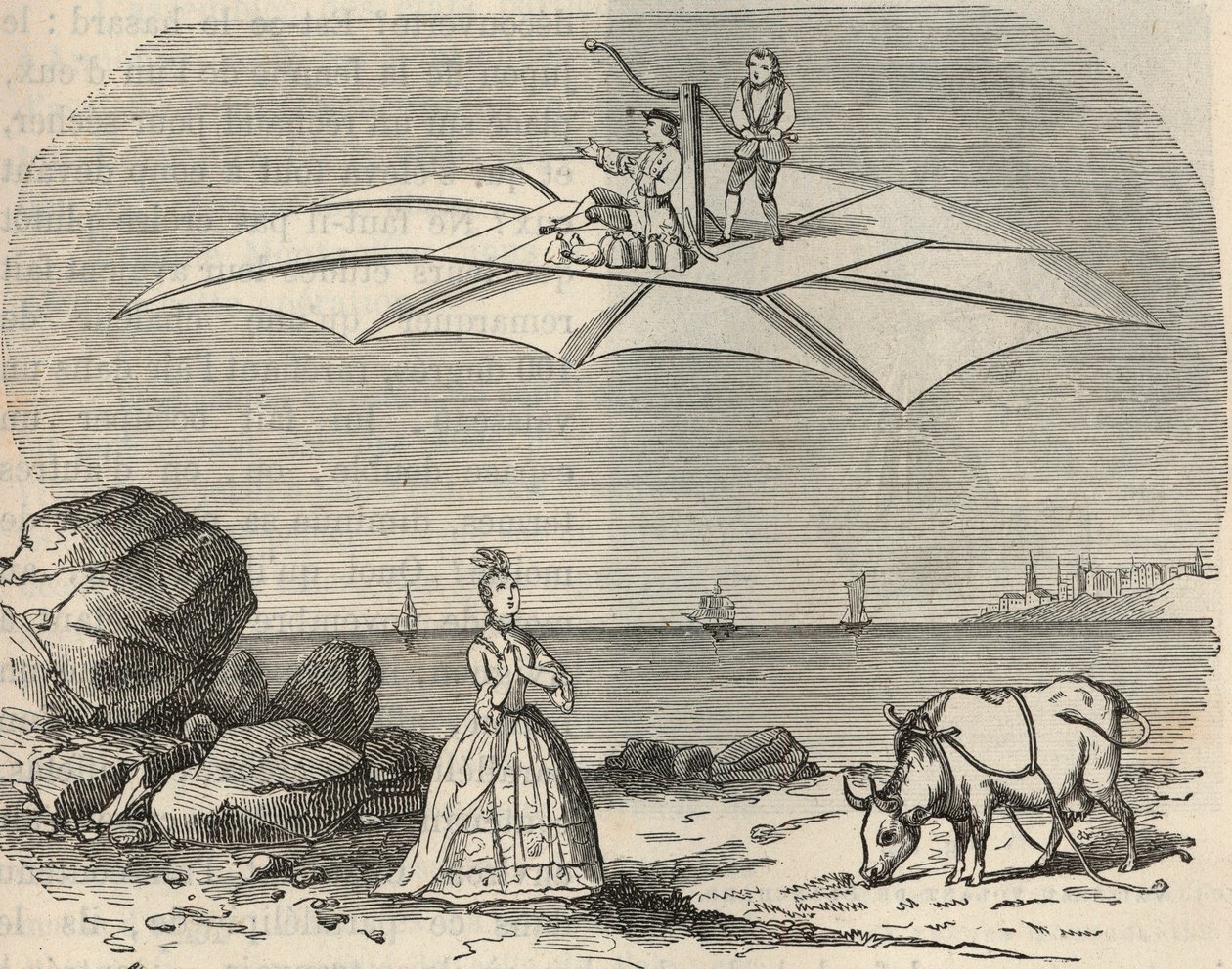 Machine (Planeur) par Samuel Musgrave - Gravure dans « Sciences à la disposition de tous - physique et chimie » par Alexis Clerc - Fin du 19e siècle - Collection privée - French School