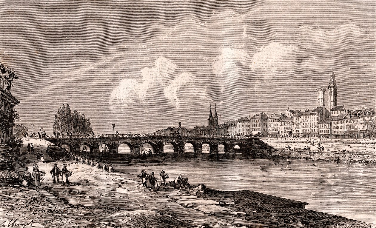 Mâcon - Bourgogne-Franche-Comté - gravure dans « La France illustrée : géographie, histoire, administration statistique » par V.A. Malt-Brown. 1884 - French School