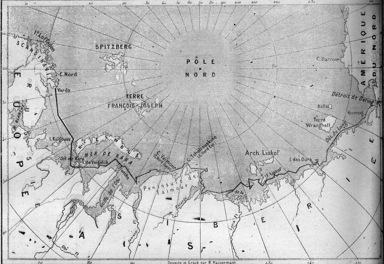 Carte du voyage du « Vega » tracée par l