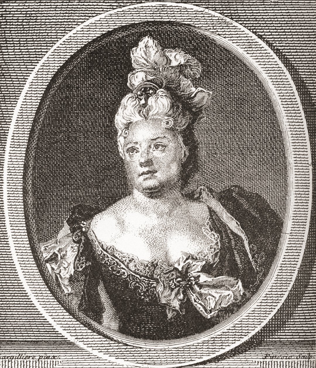 Marianne Duclos de Chateauneuf, 1664 - 1747. Comédienne française. De Les Heures Libres publié en 1908. - French School